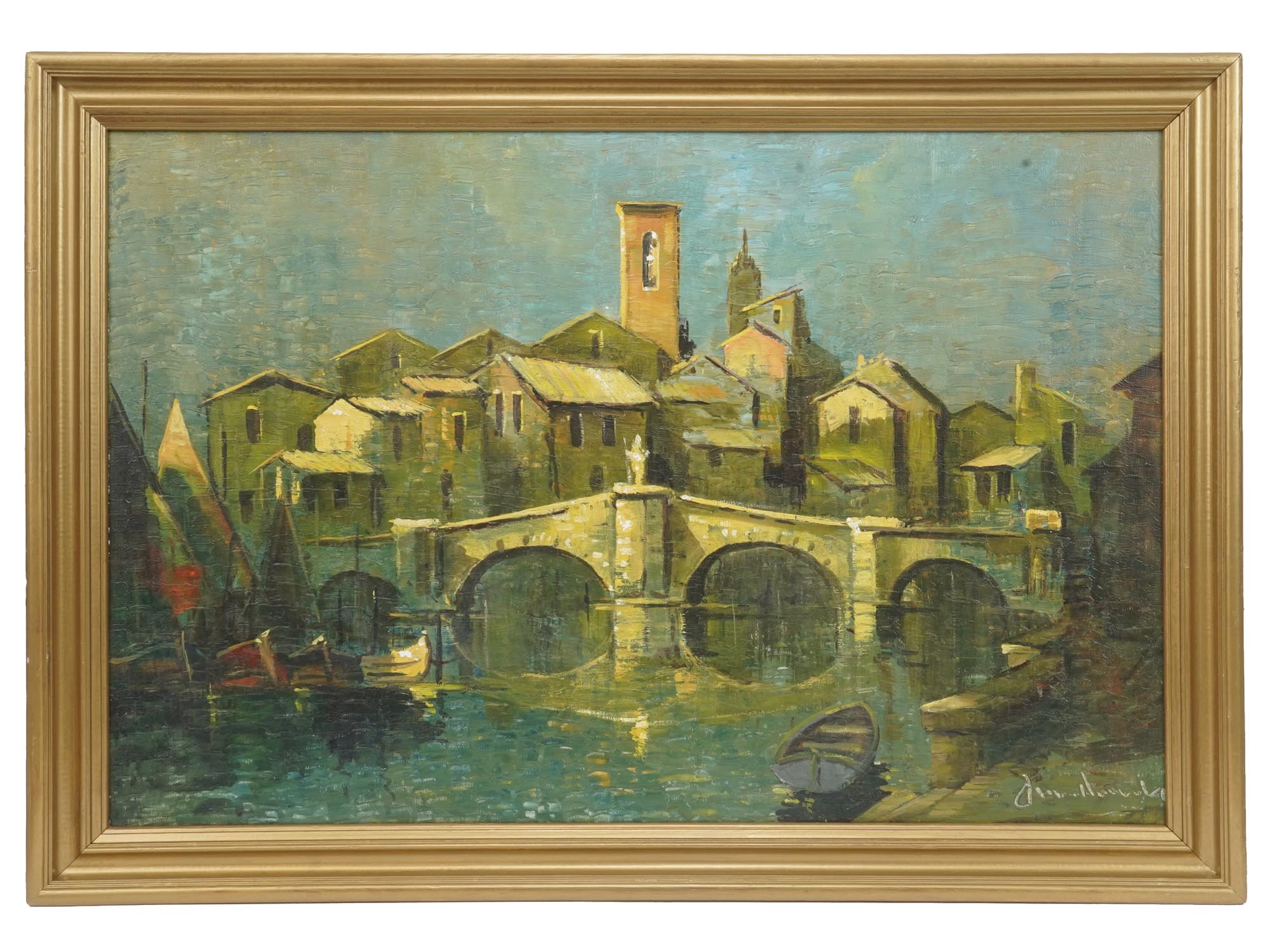 MID CENTURY SIGNED IMPRESSIONIST OIL PAINTING PIC-0